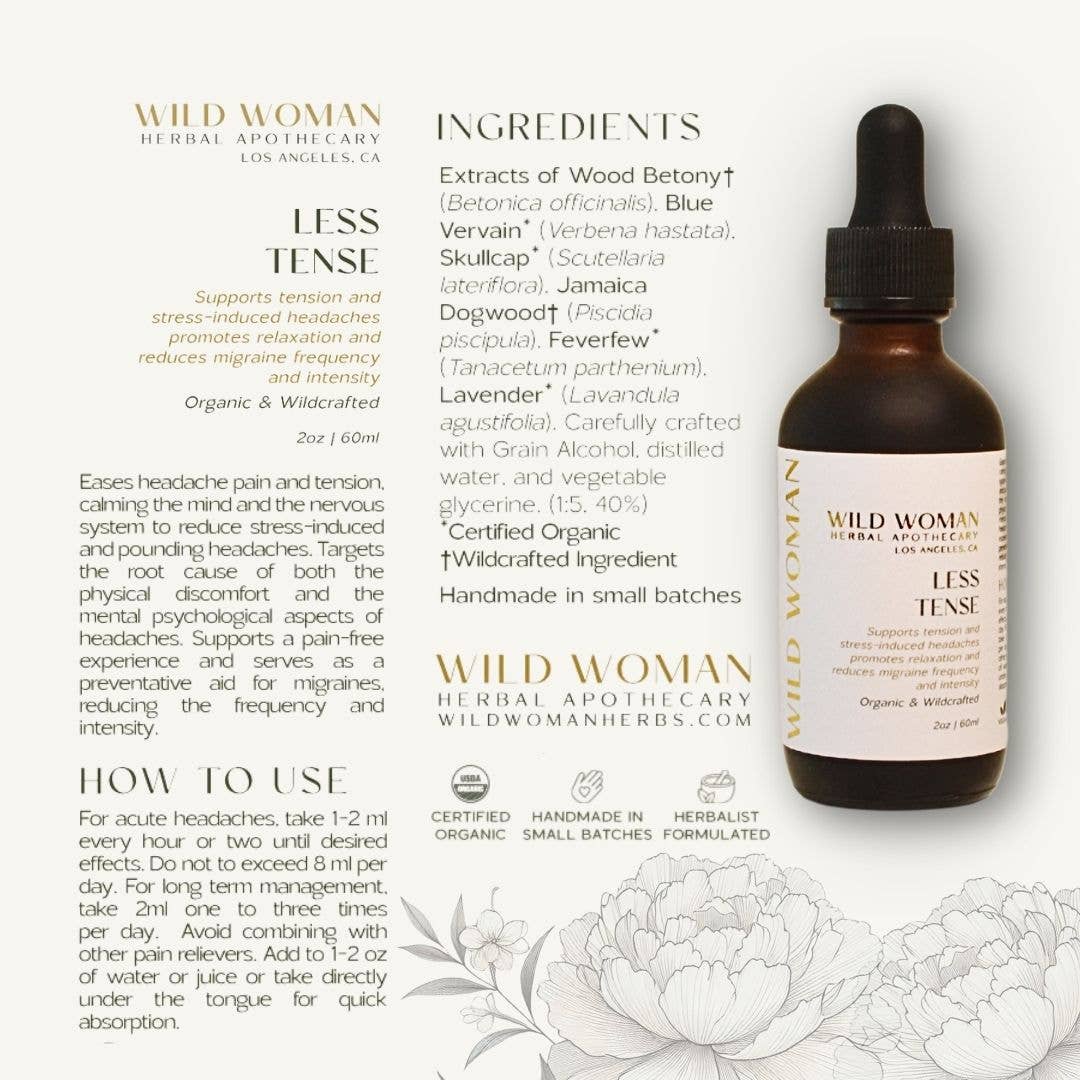 Less Tense | Headache & Migraine Support | Herbal Tincture